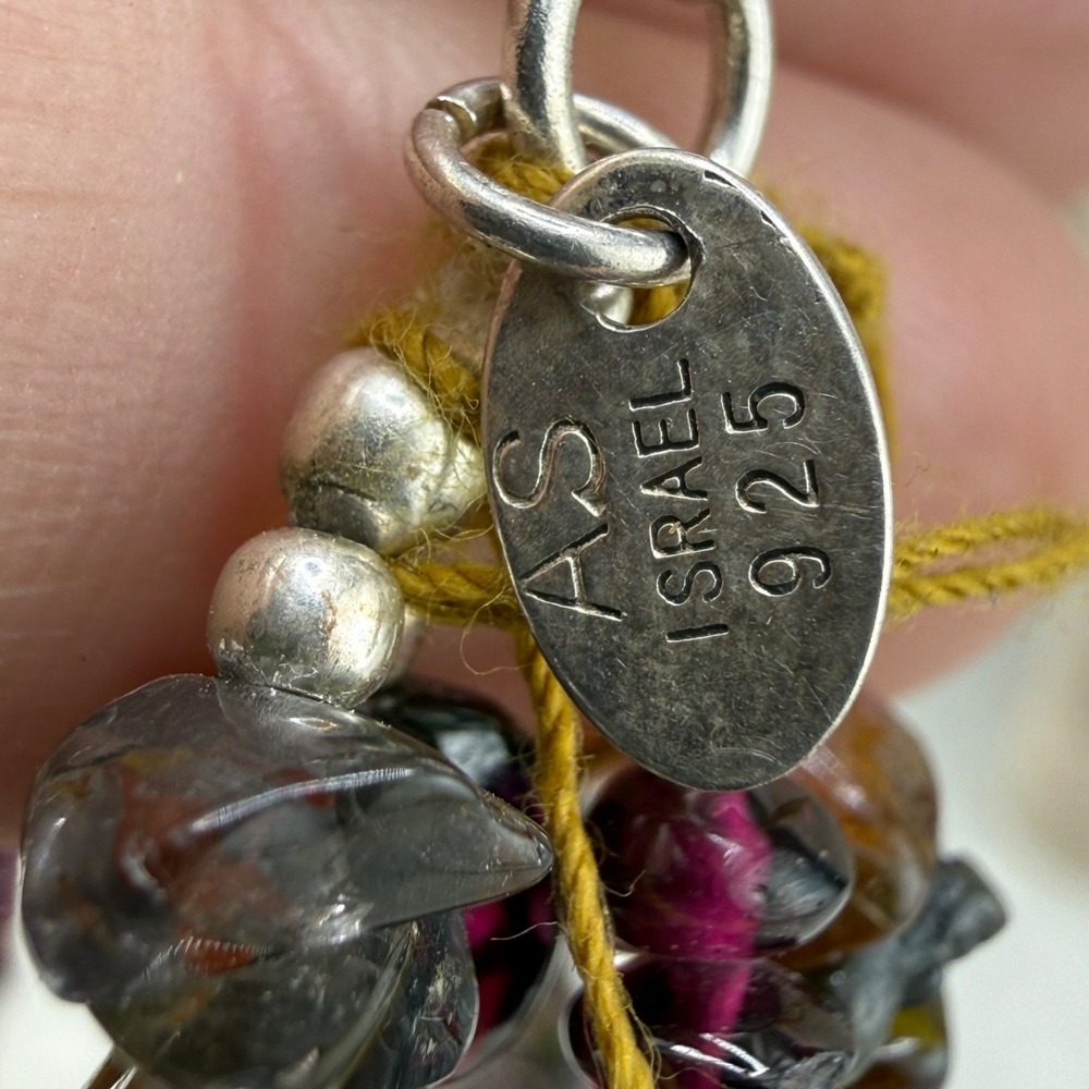 Avi & Avi Designs Necklace Polished Stone Layered Sterling Silver Clasp 16” - Picture 6 of 10